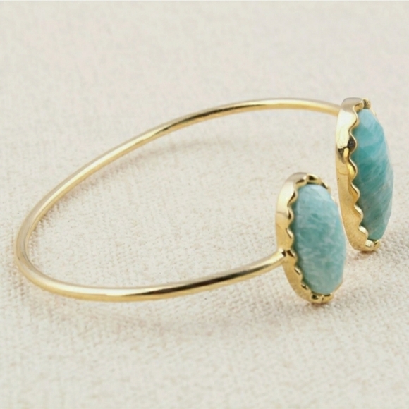 Genuine Amazonite Bezel bangle - Picture 4 of 10